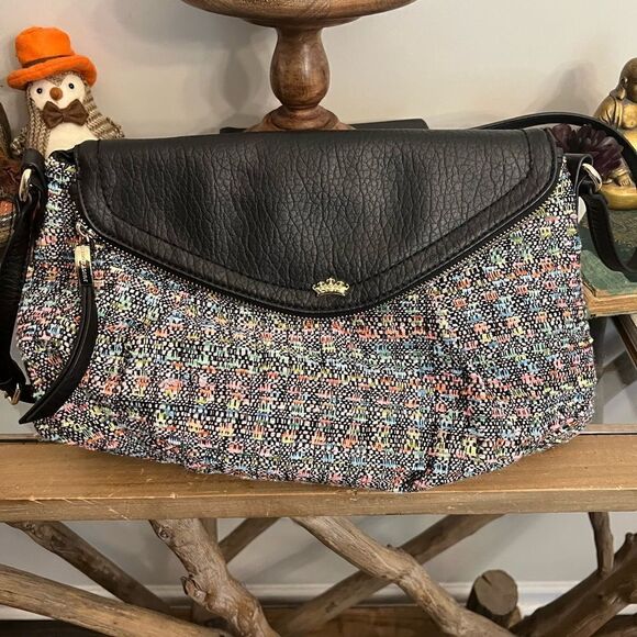 Vintage Juicy Couture Tweed w/ Black and gold Locke accent embellishment Handbag - Picture 3 of 12